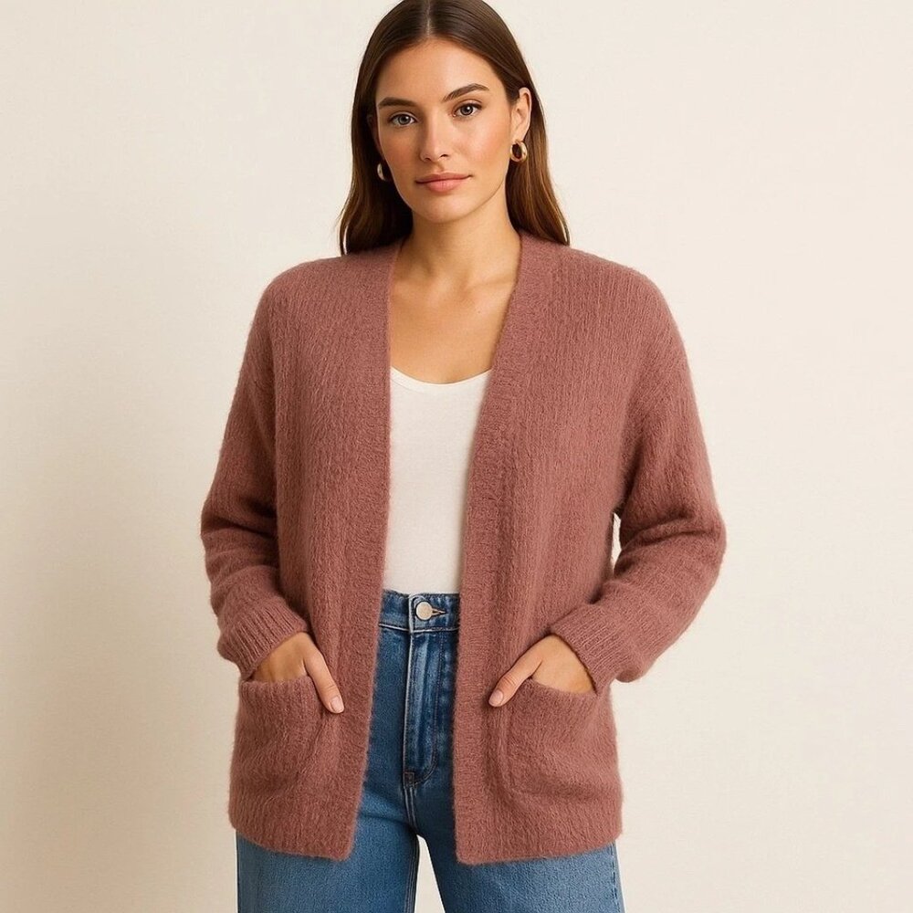 PINCH Fuzzy Knit Open Front Teddy Bear Cardigan Sweater Women's Small/Medium NEW